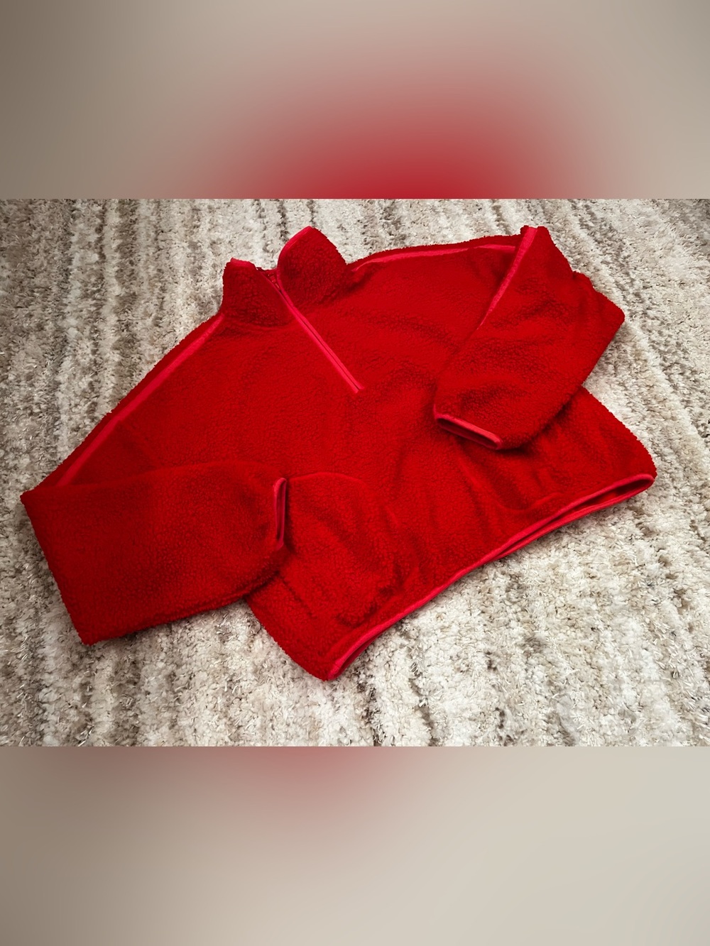 Old Navy Cozy Red Half-Zip Sherpa Pullover Sweater - Women